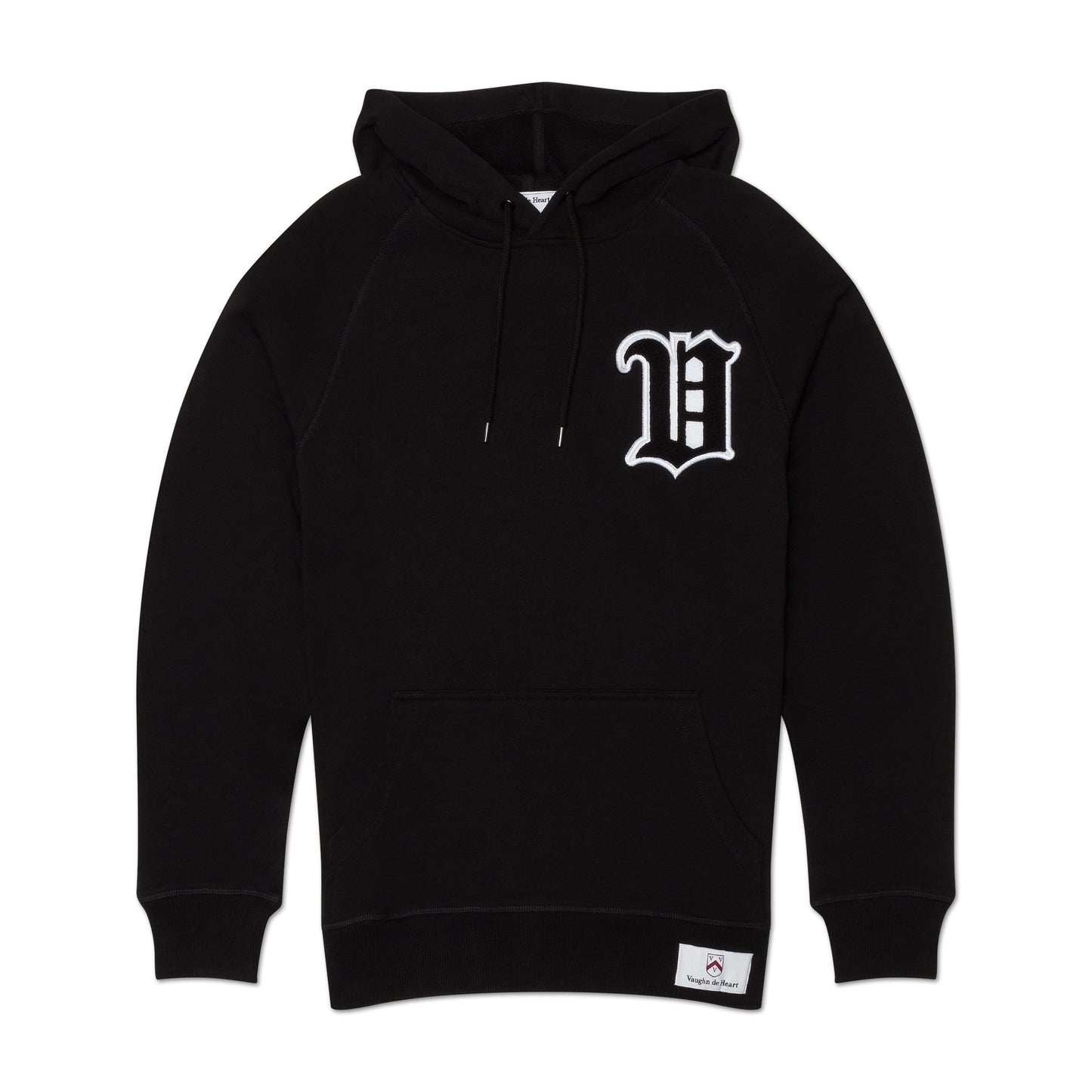 Men's - House of V - Black Varsity Chenille Patch Pullover Hoodie-Vaughn de Heart