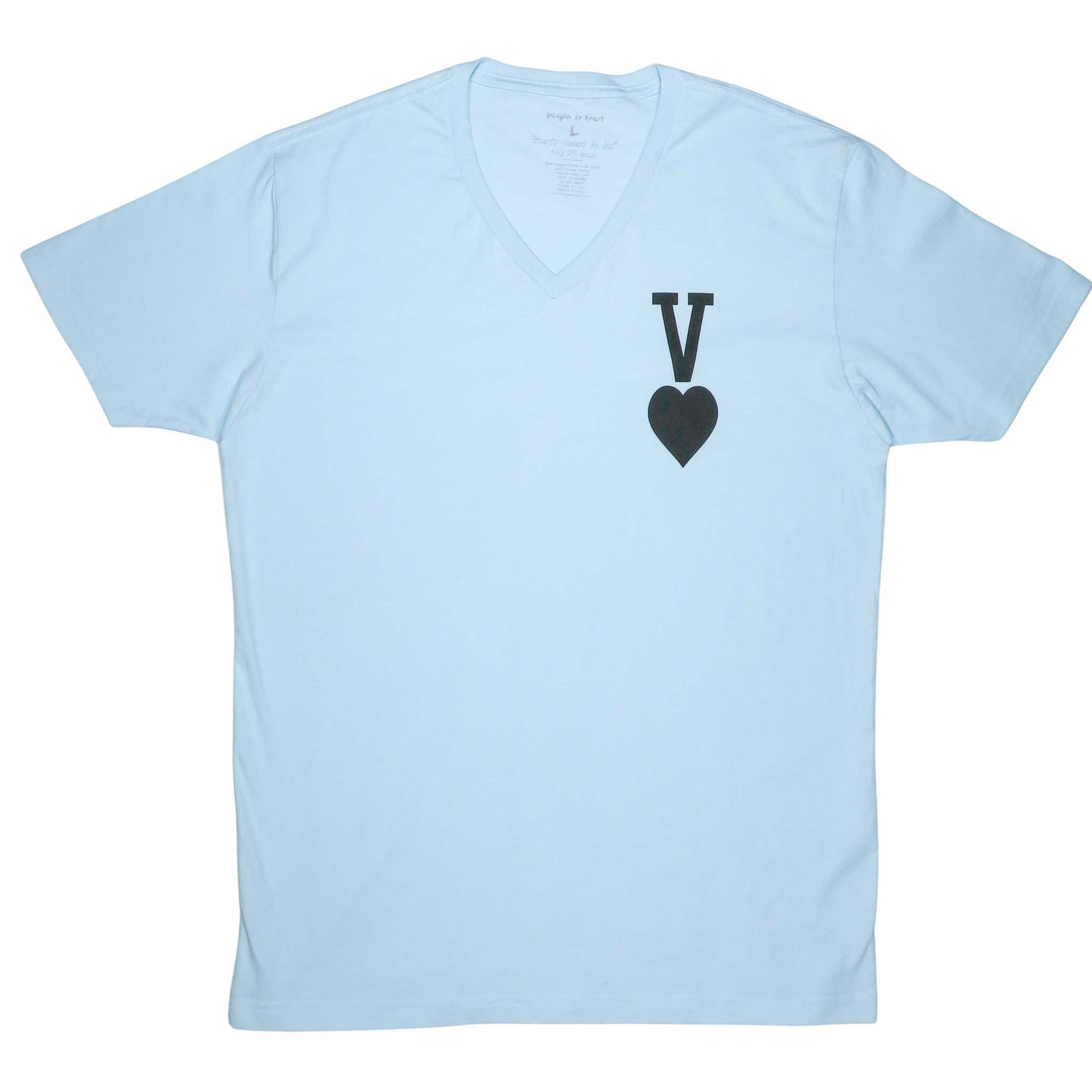 Men's - Vaughn Card Light Blue V-Neck T-Shirt-Vaughn de Heart