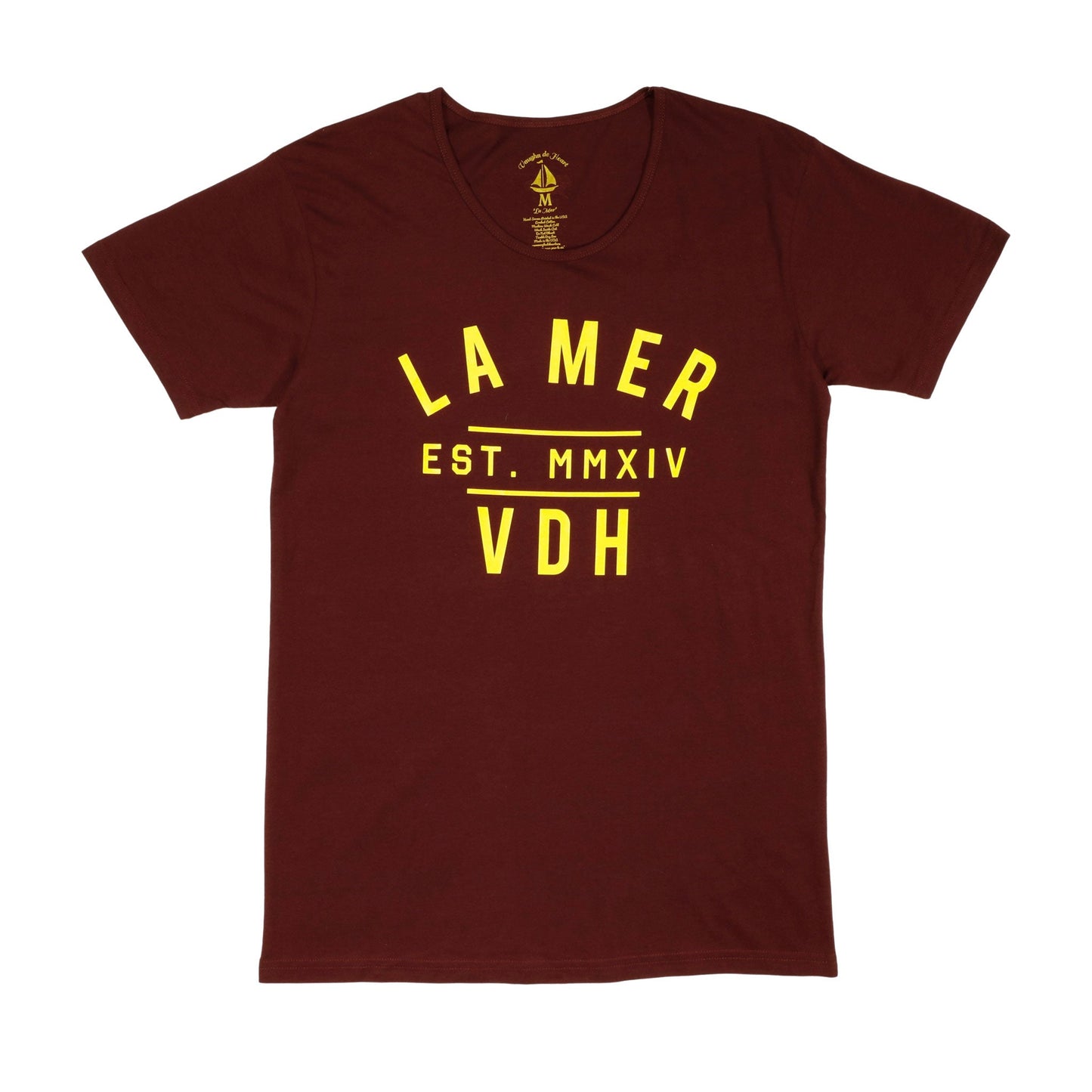 Women's - La Mer Maroon Crew Neck T-Shirt-Vaughn de Heart