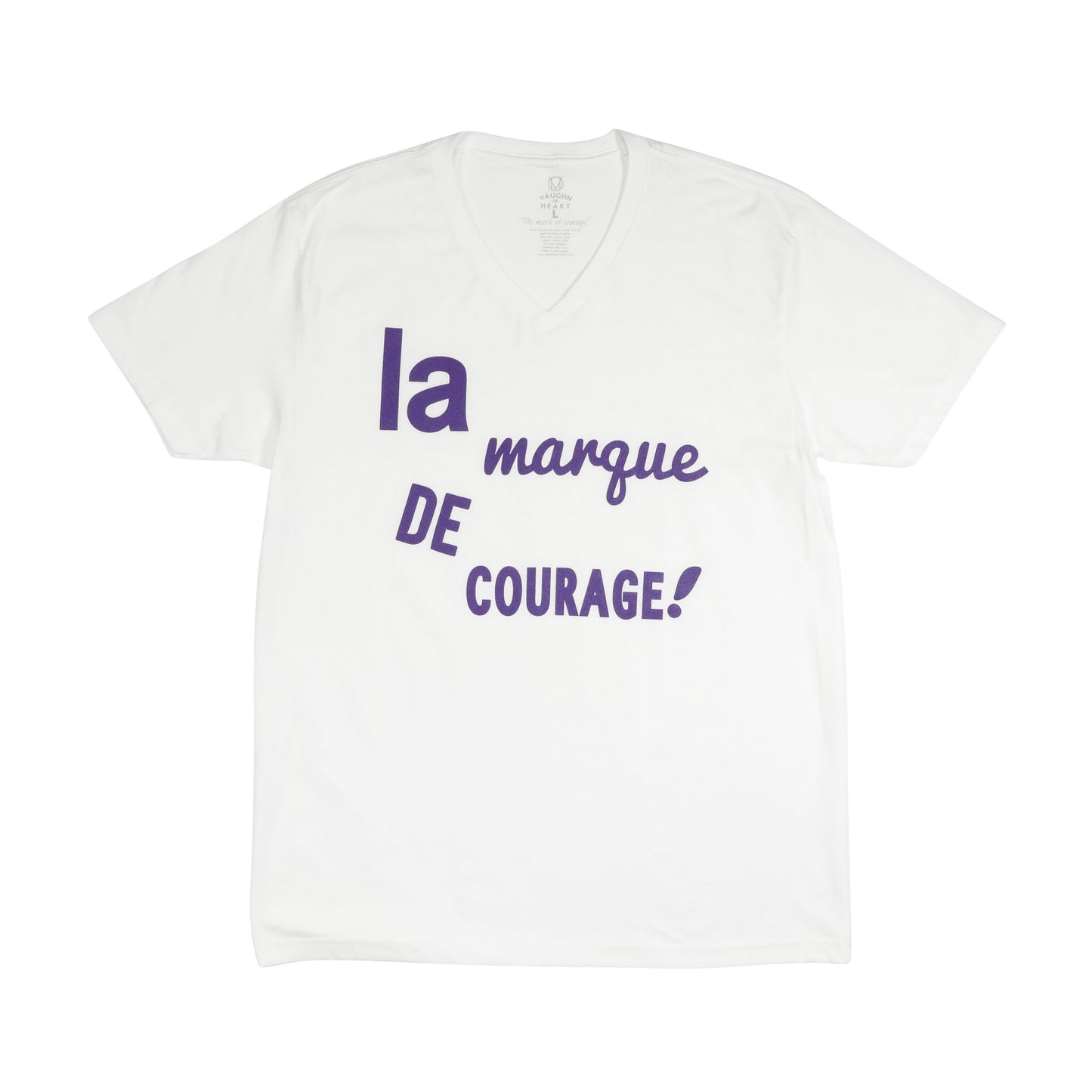 Women's - La Marque de Courage White V-Neck T-Shirt-Vaughn de Heart