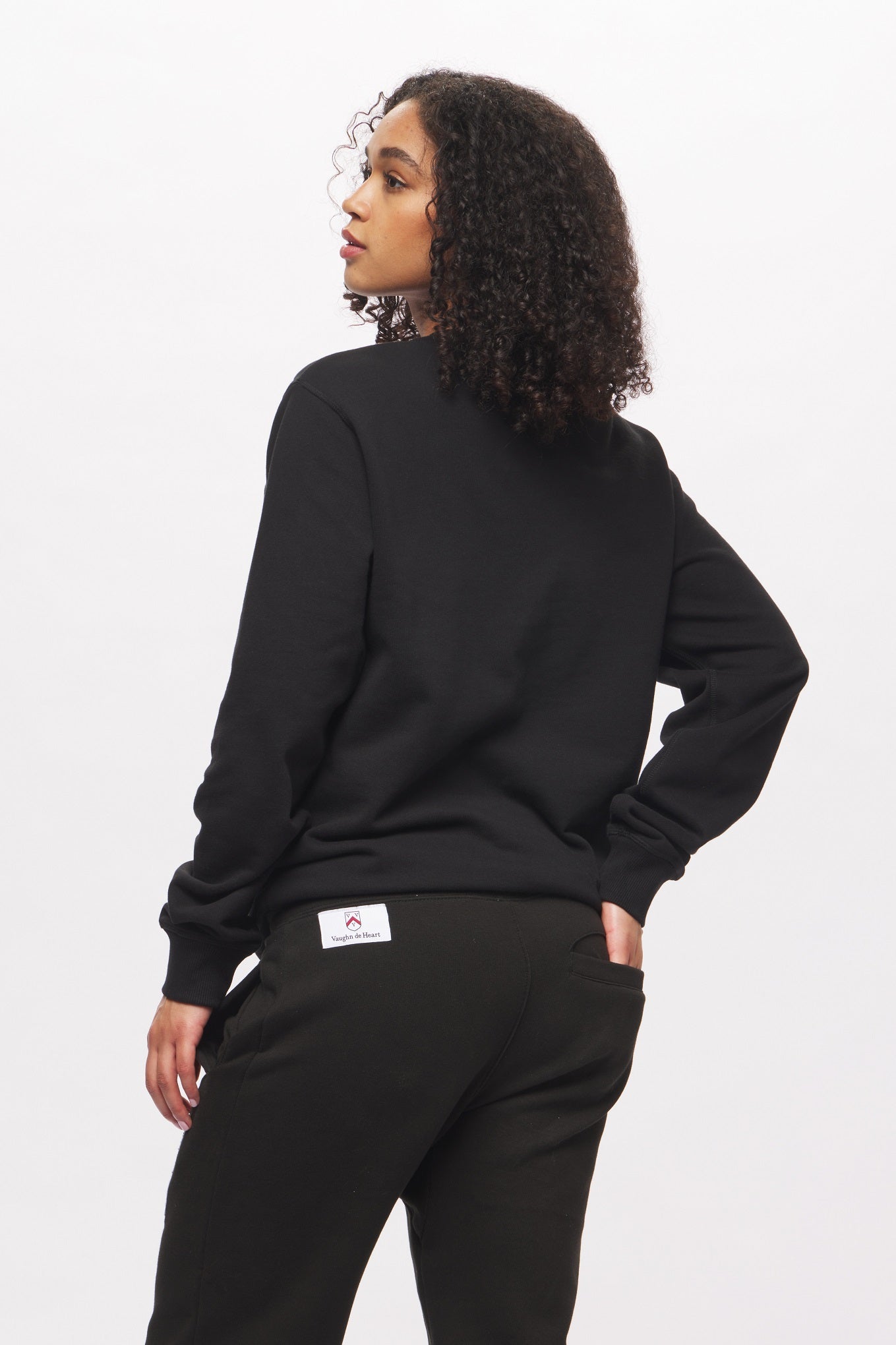 Women's - House of V - Black Varsity Chenille Patch Organic Cotton Sweatpants-Vaughn de Heart