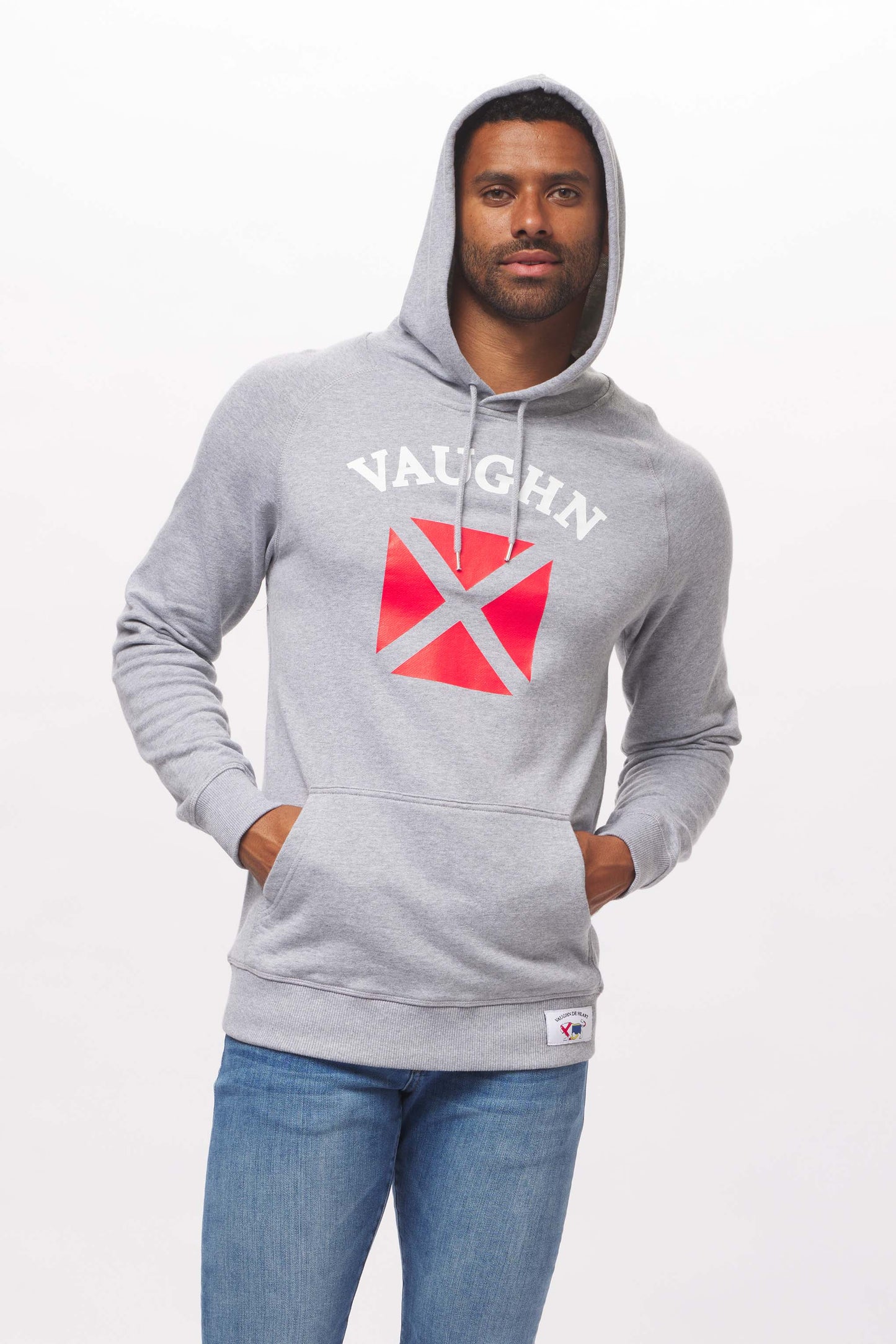 Men's - Voilier - Heather Grey V Nautical Flag Pullover Hoodie-Vaughn de Heart