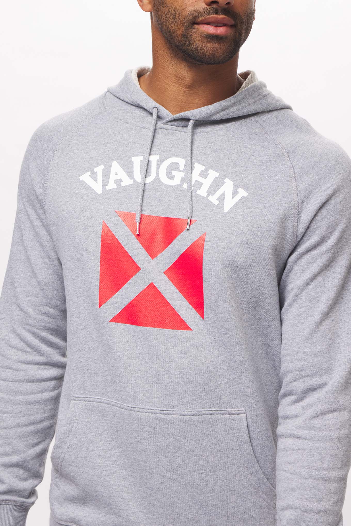 Men's - Voilier - Heather Grey V Nautical Flag Pullover Hoodie-Vaughn de Heart