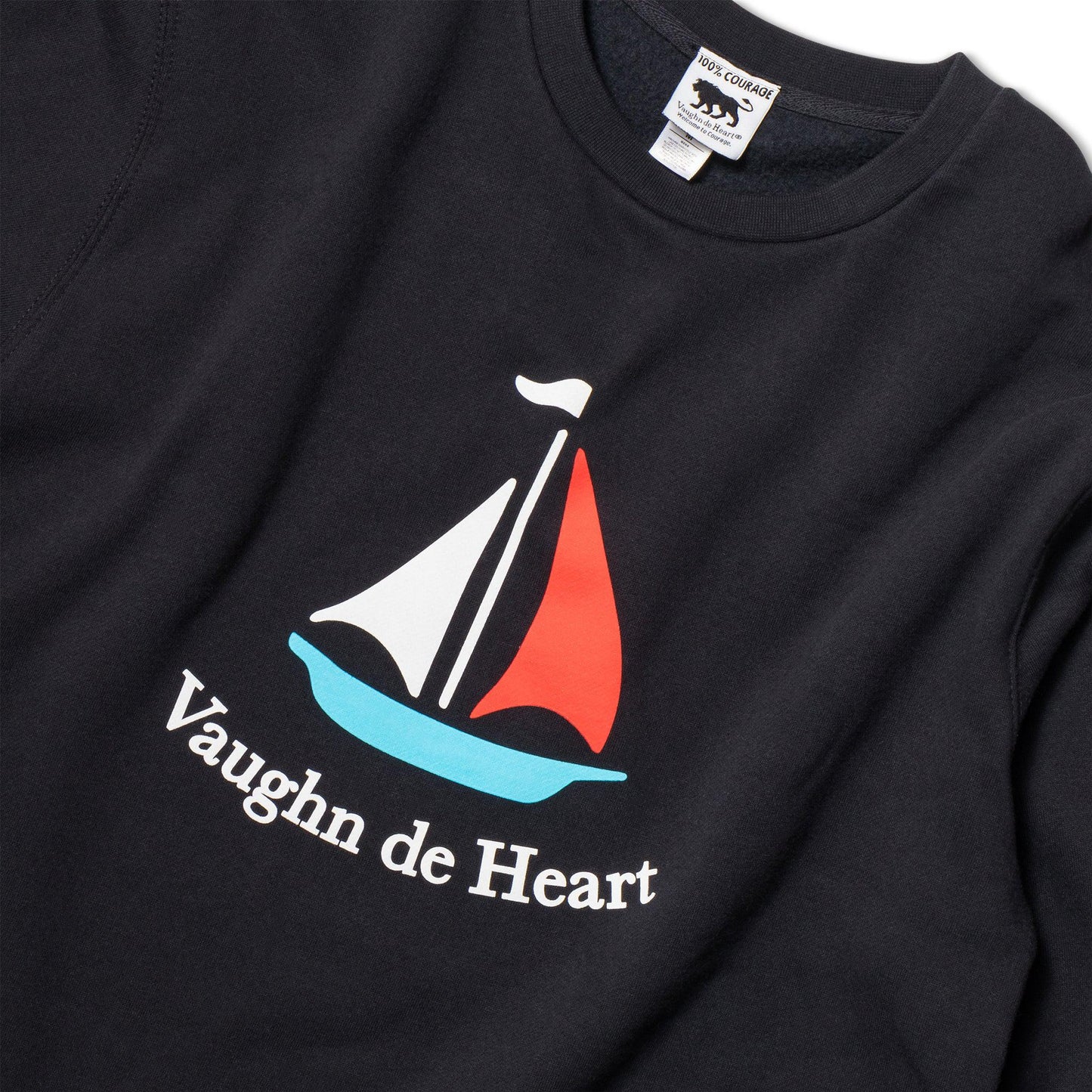 Men's - Voilier - Navy Blue Sailboat French Crew Neck Sweater-Vaughn de Heart