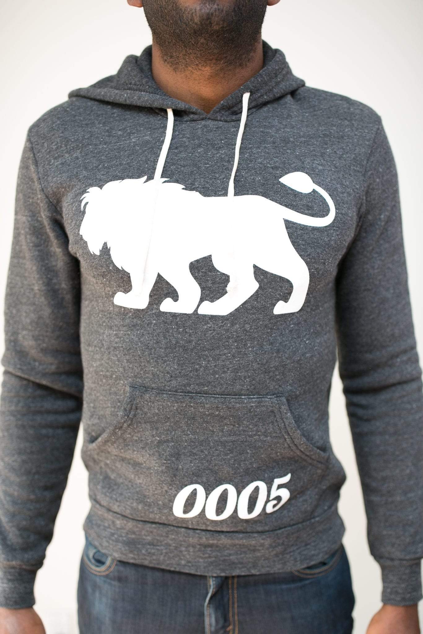 Men's - Je Suis un Lion Heather Grey Pullover Hoodie-Vaughn de Heart