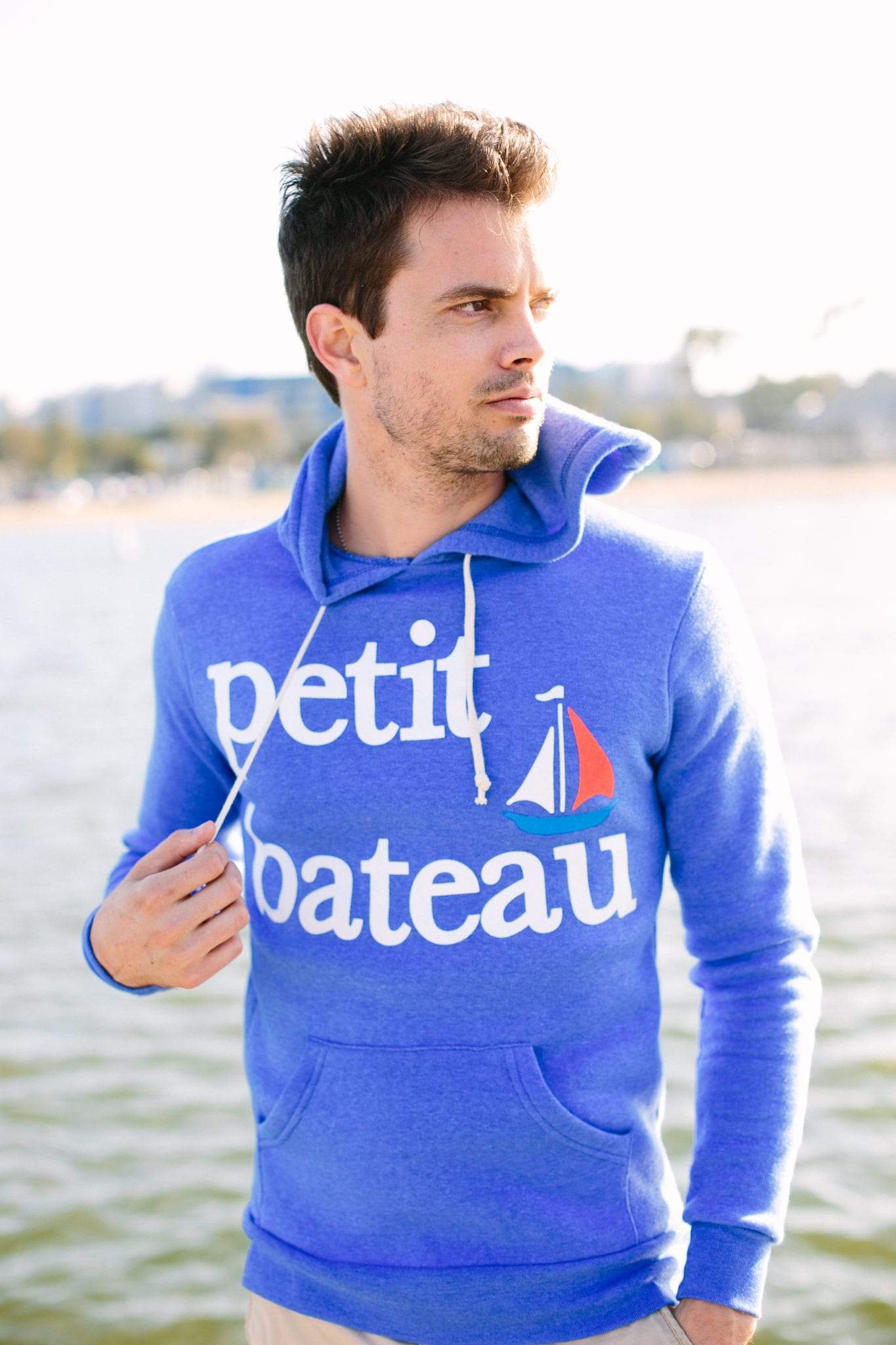 Men's Petit Bateau Light Blue Pullover Hoodie-Vaughn de Heart