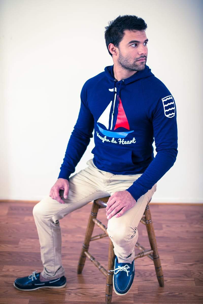 Seafarer Navy Blue Pullover Hoodie-Vaughn de Heart