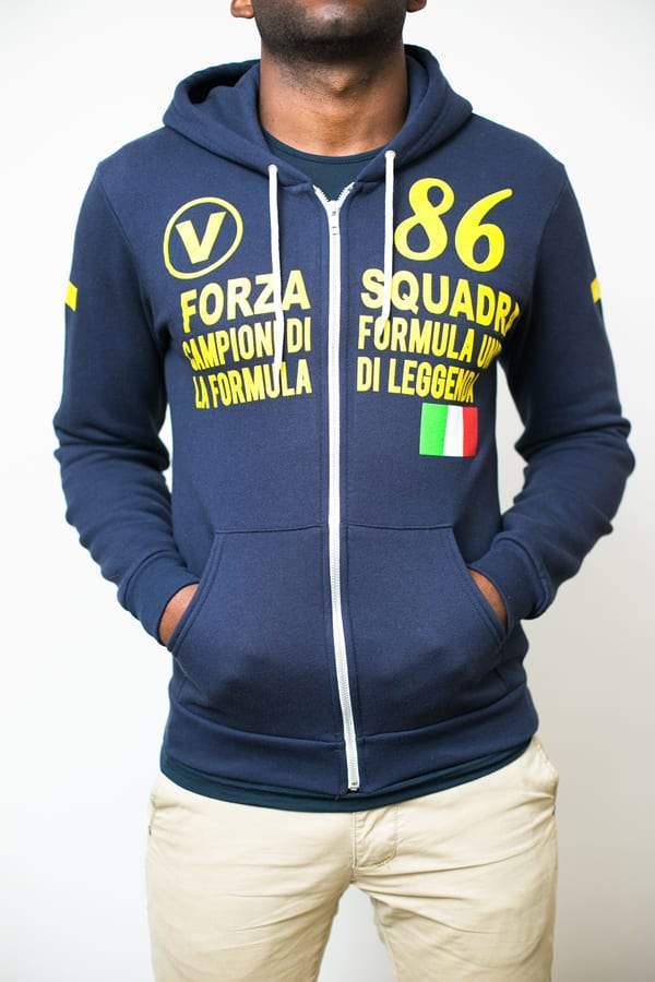 Men's - Forza Squadra Navy Blue Zip Hoodie-Vaughn de Heart