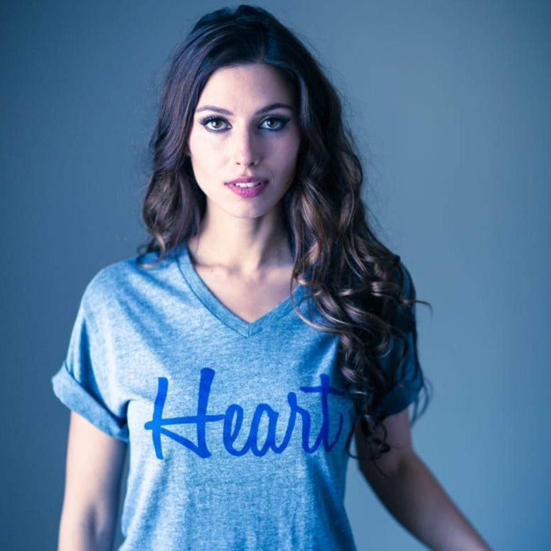 Women's - Heart Heather Grey V-Neck T-Shirt-Vaughn de Heart