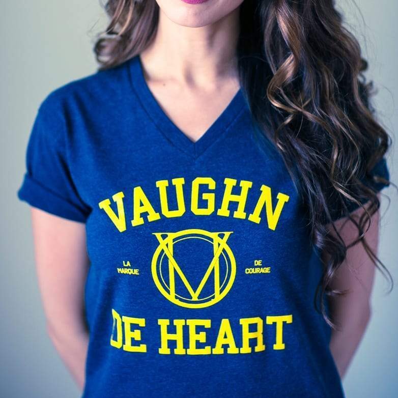 Women's - Wolverine Heather Blue V-Neck T-Shirt-Vaughn de Heart