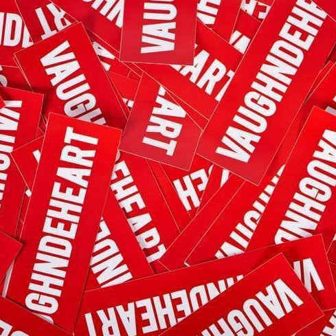 Vaughn de Heart Red Box Logo Sticker-Vaughn de Heart