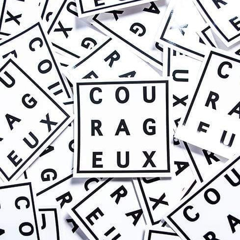 COURAGEUX White Square Sticker-Vaughn de Heart