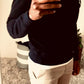 Men's - House of V - Black Varsity Chenille Patch Crew Neck Sweater