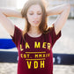 Women's - La Mer Maroon Crew Neck T-Shirt-Vaughn de Heart