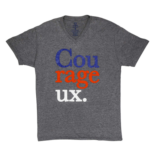 Men's - Cou-rage-eux Grey V-Neck T-Shirt-Vaughn de Heart