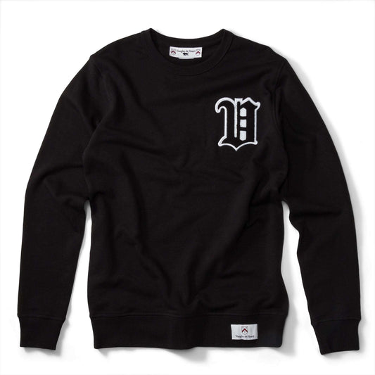 Women's - Black Varsity Chenille Patch Crew Neck Sweater-Vaughn de Heart