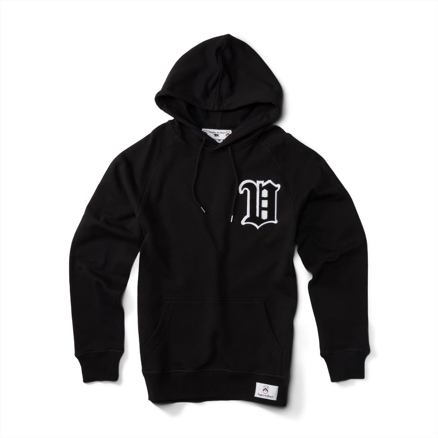 Men's - House of V - Black Varsity Chenille Patch Pullover Hoodie-Vaughn de Heart