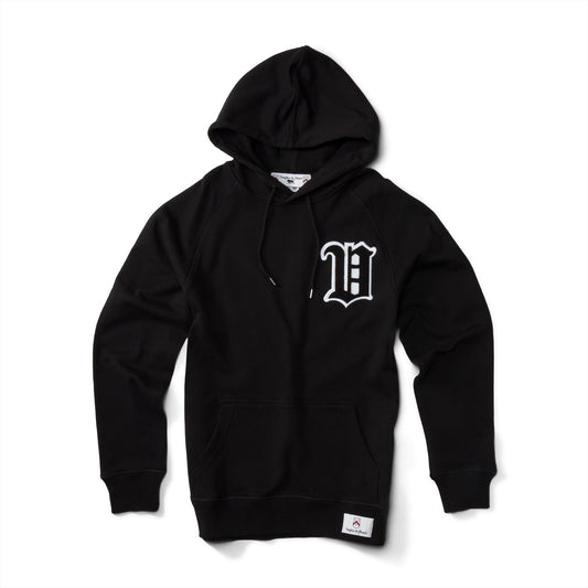 Women's - House of V - Black Varsity Chenille Patch Pullover Hoodie-Vaughn de Heart