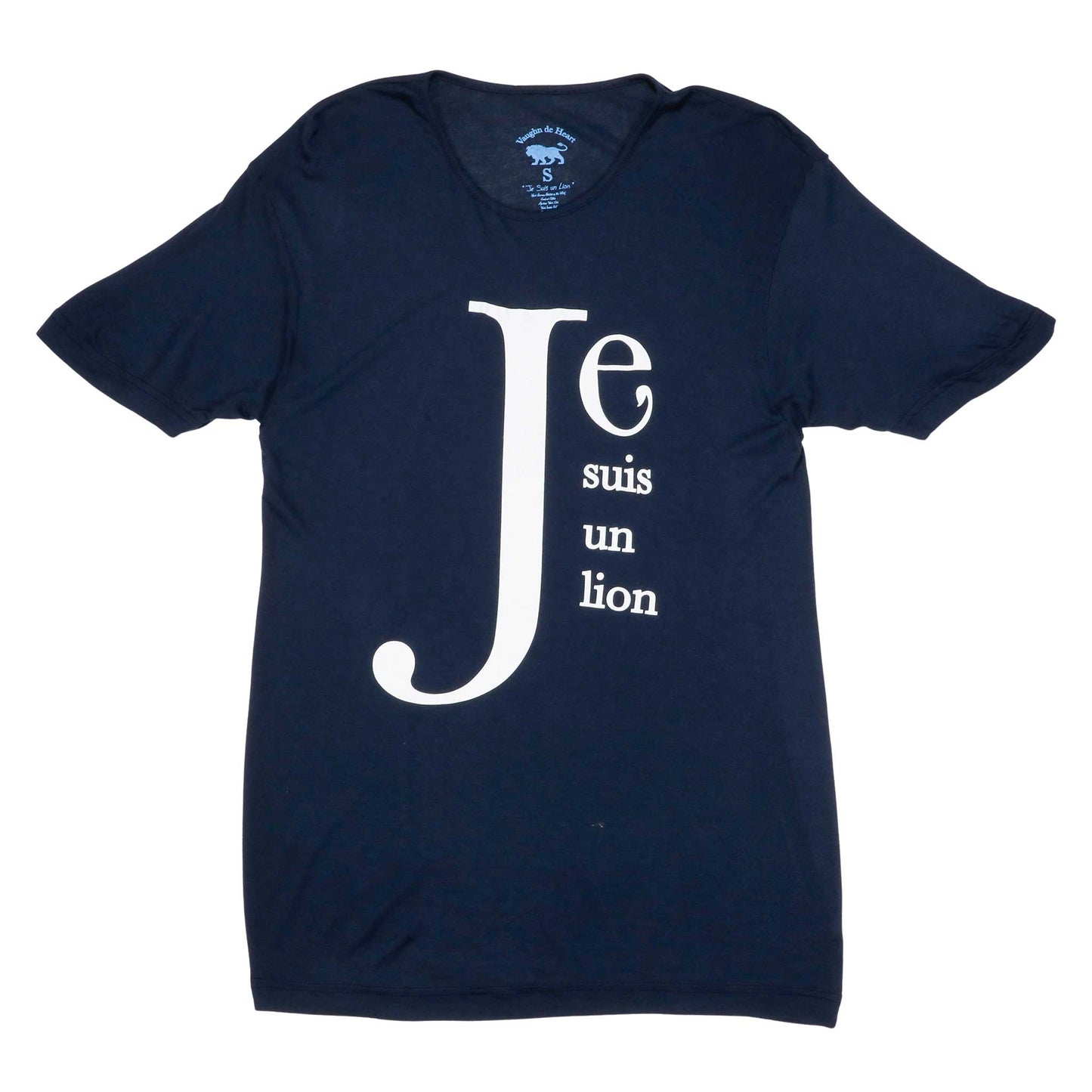 Men's - Je Suis un Lion Navy Blue Crew Neck T-Shirt-Vaughn de Heart