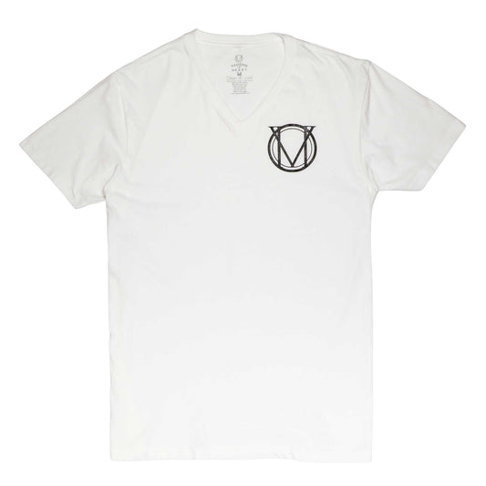 Men's - Circle Logo White V Neck T-Shirt-Vaughn de Heart