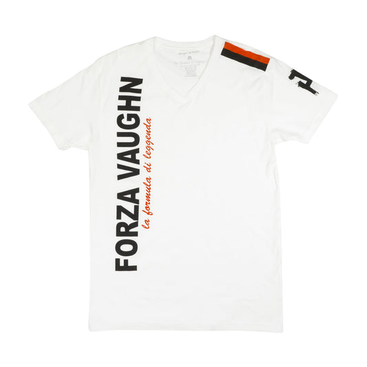 Men's - Forza Vaughn White V-Neck T-Shirt-Vaughn de Heart