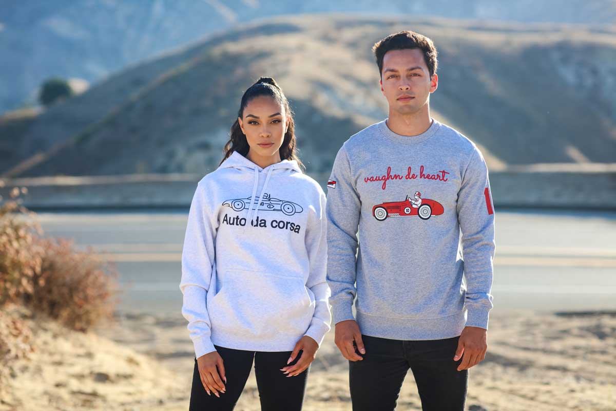 Women's - Uno Zero Auto da Corsa Heather White Pullover Hoodie-Vaughn de Heart