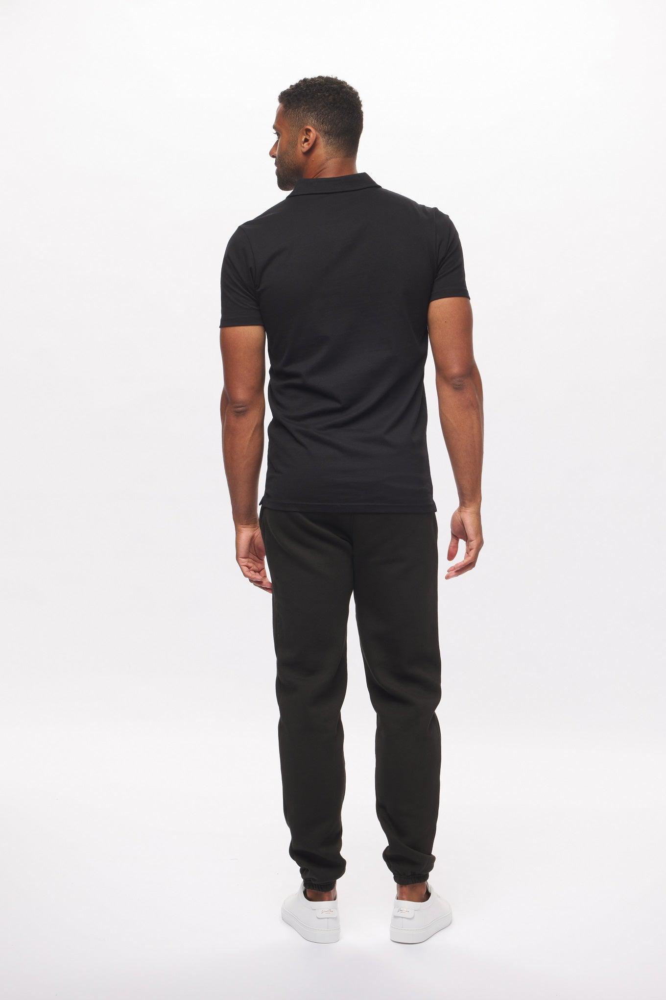 Men's - House of V - Black Varsity Chenille Patch Polo-Vaughn de Heart