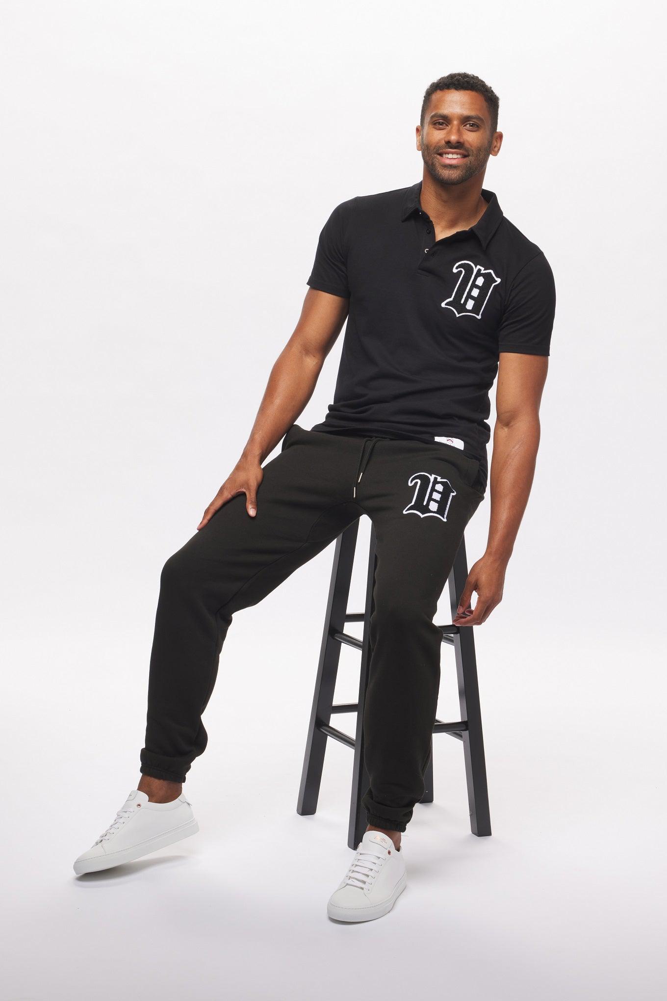 Men's - House of V - Black Varsity Chenille Patch Polo-Vaughn de Heart