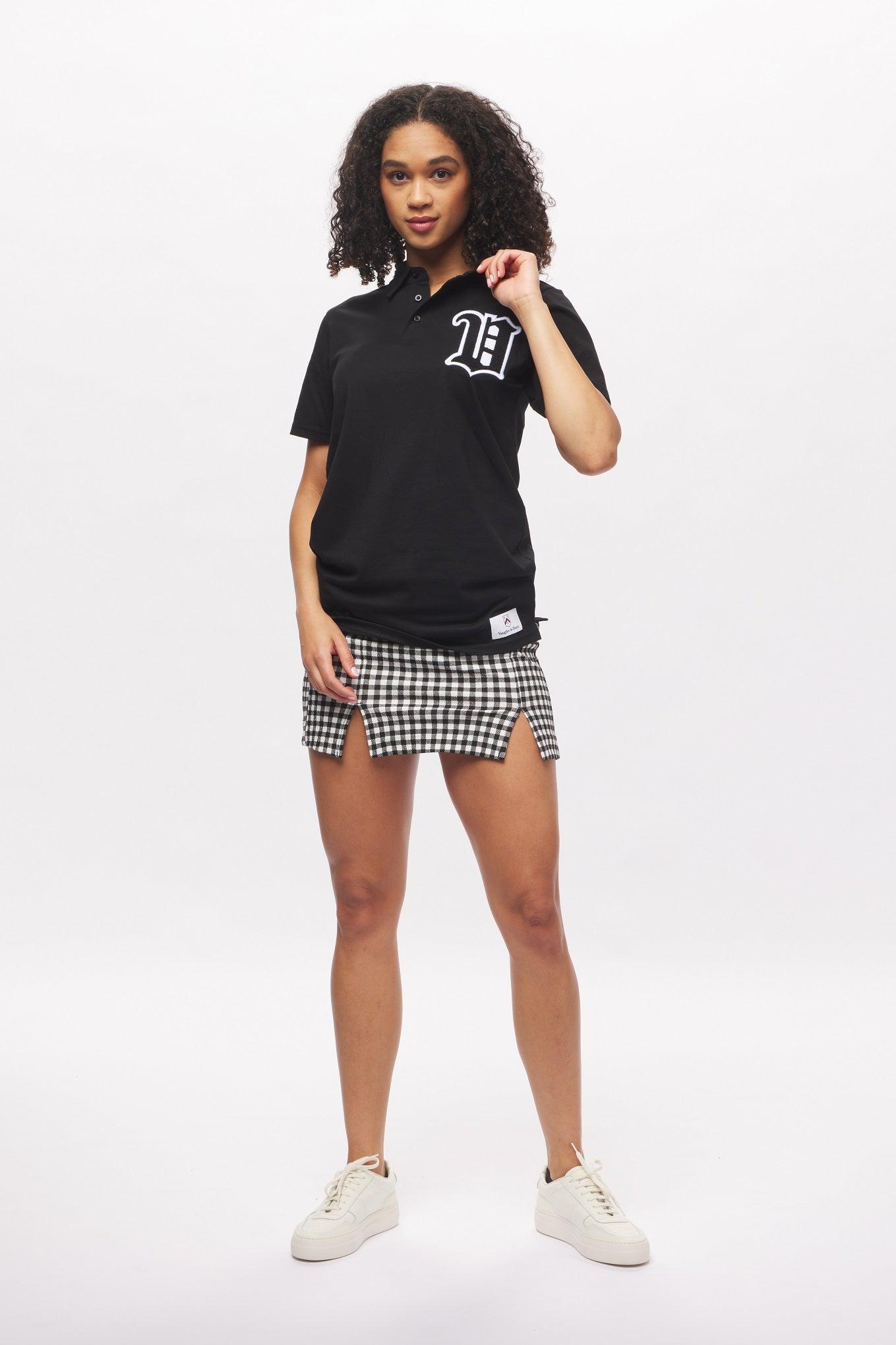 Women's - House of V - Black Varsity Chenille Patch Polo-Vaughn de Heart