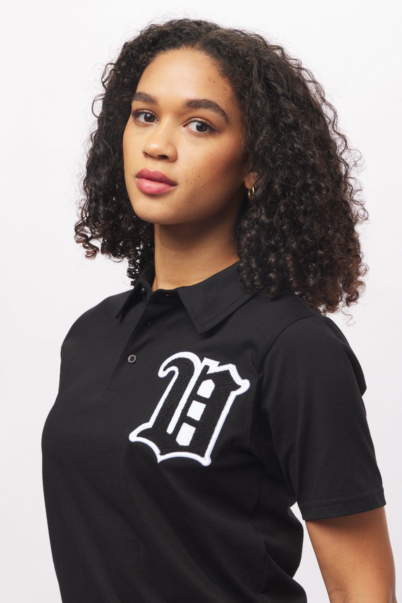 Women's - House of V - Black Varsity Chenille Patch Polo-Vaughn de Heart