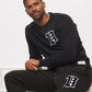 Men's - House of V - Black Varsity Chenille Patch Crew Neck Sweater-Vaughn de Heart