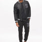 Men's - House of V - Black Varsity Chenille Patch Nylon Varsity Jacket-Vaughn de Heart