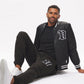 Men's - House of V - Black Varsity Chenille Patch Nylon Varsity Jacket-Vaughn de Heart