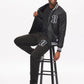 Men's - House of V - Black Varsity Chenille Patch Nylon Varsity Jacket-Vaughn de Heart