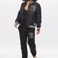 Women's - House of V - Black Varsity Chenille Patch Nylon Varsity Jacket-Vaughn de Heart