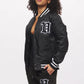 Women's - House of V - Black Varsity Chenille Patch Nylon Varsity Jacket-Vaughn de Heart