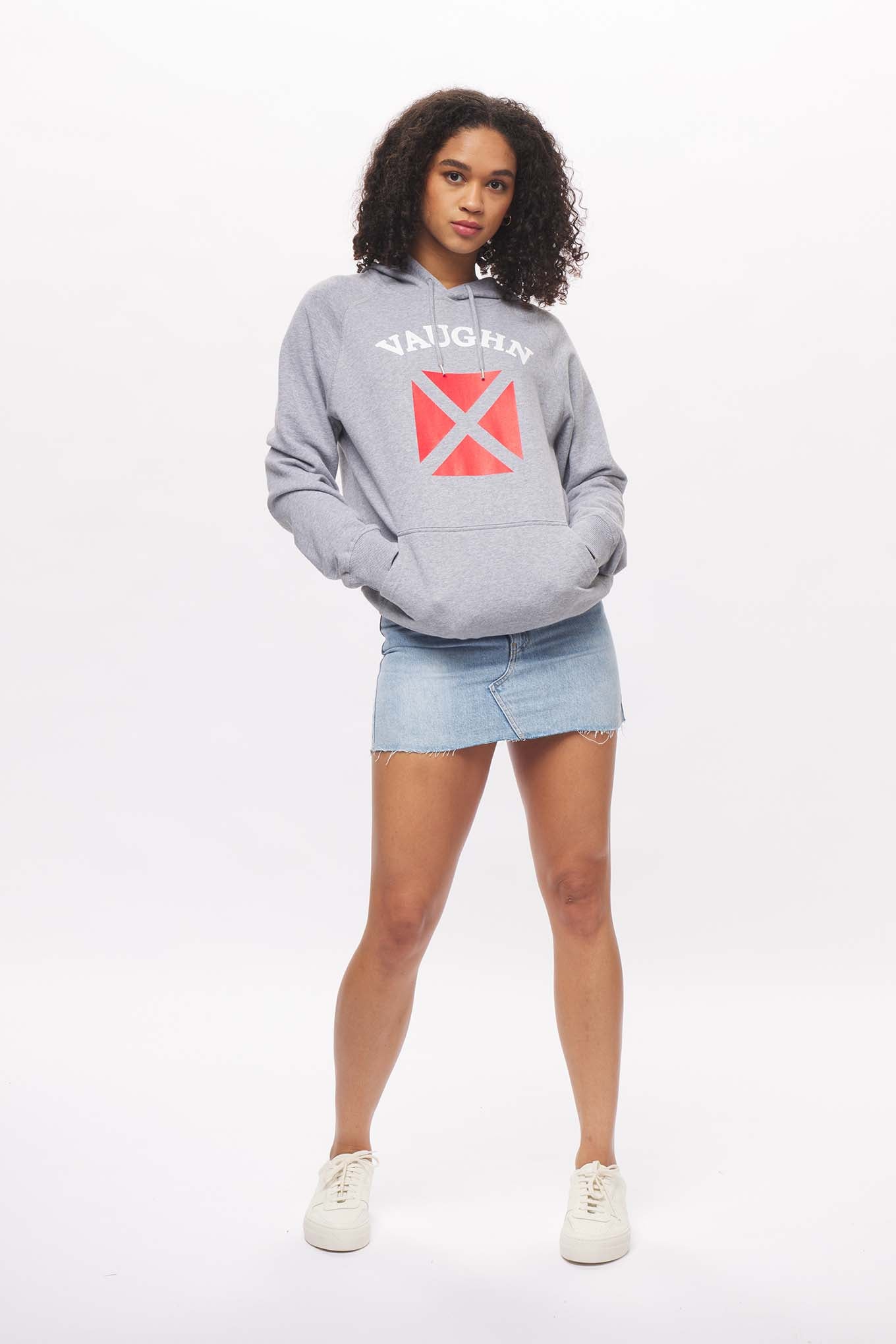 Women's - Voilier - Heather Grey V Nautical Flag Pullover Hoodie-Vaughn de Heart