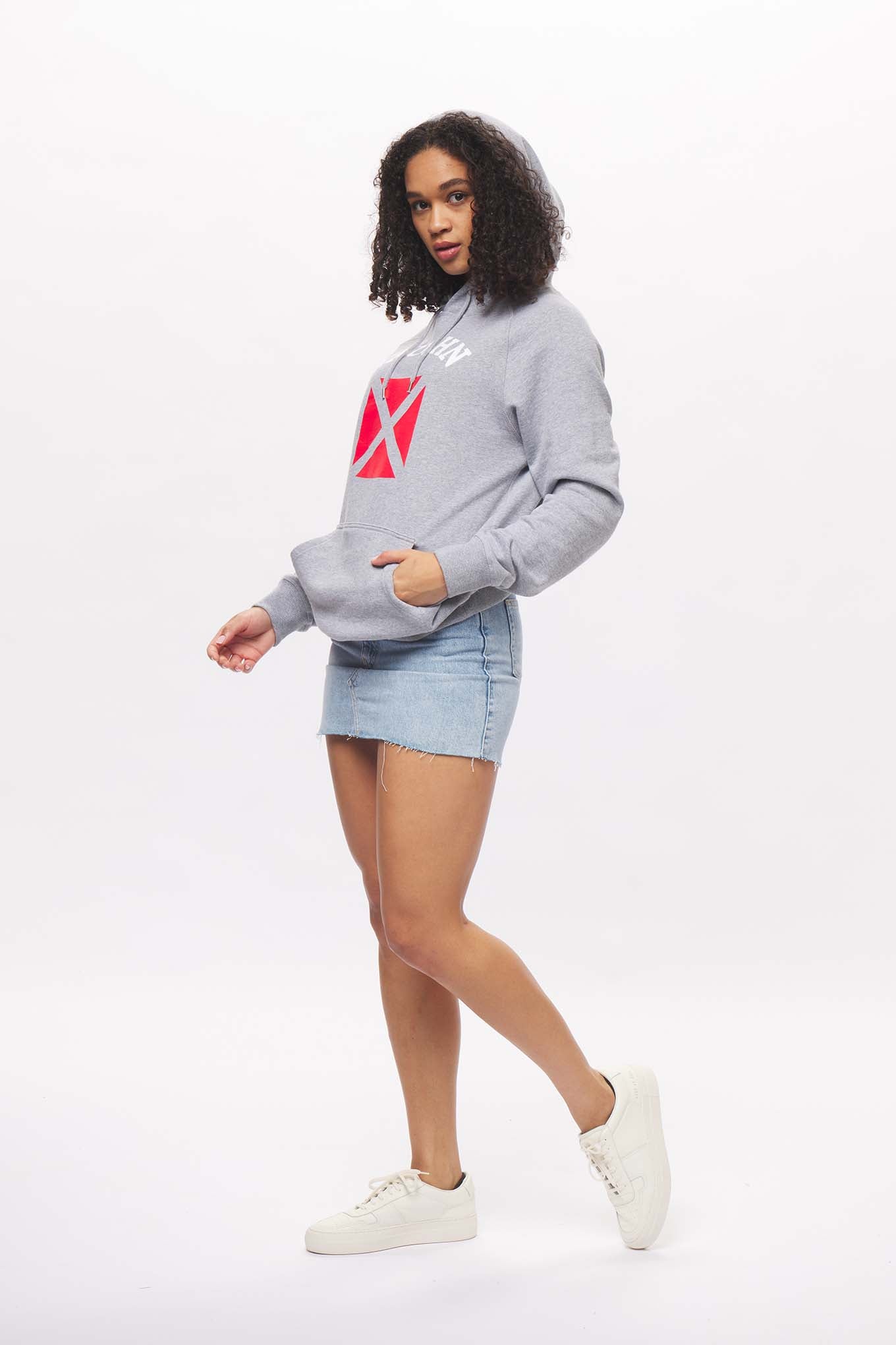 Women's - Voilier - Heather Grey V Nautical Flag Pullover Hoodie-Vaughn de Heart