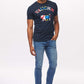 Men's - Voilier - Navy Blue Lion Nautical Flag Crew Neck T-Shirt-Vaughn de Heart