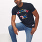 Men's - Voilier - Navy Blue Lion Nautical Flag Crew Neck T-Shirt-Vaughn de Heart