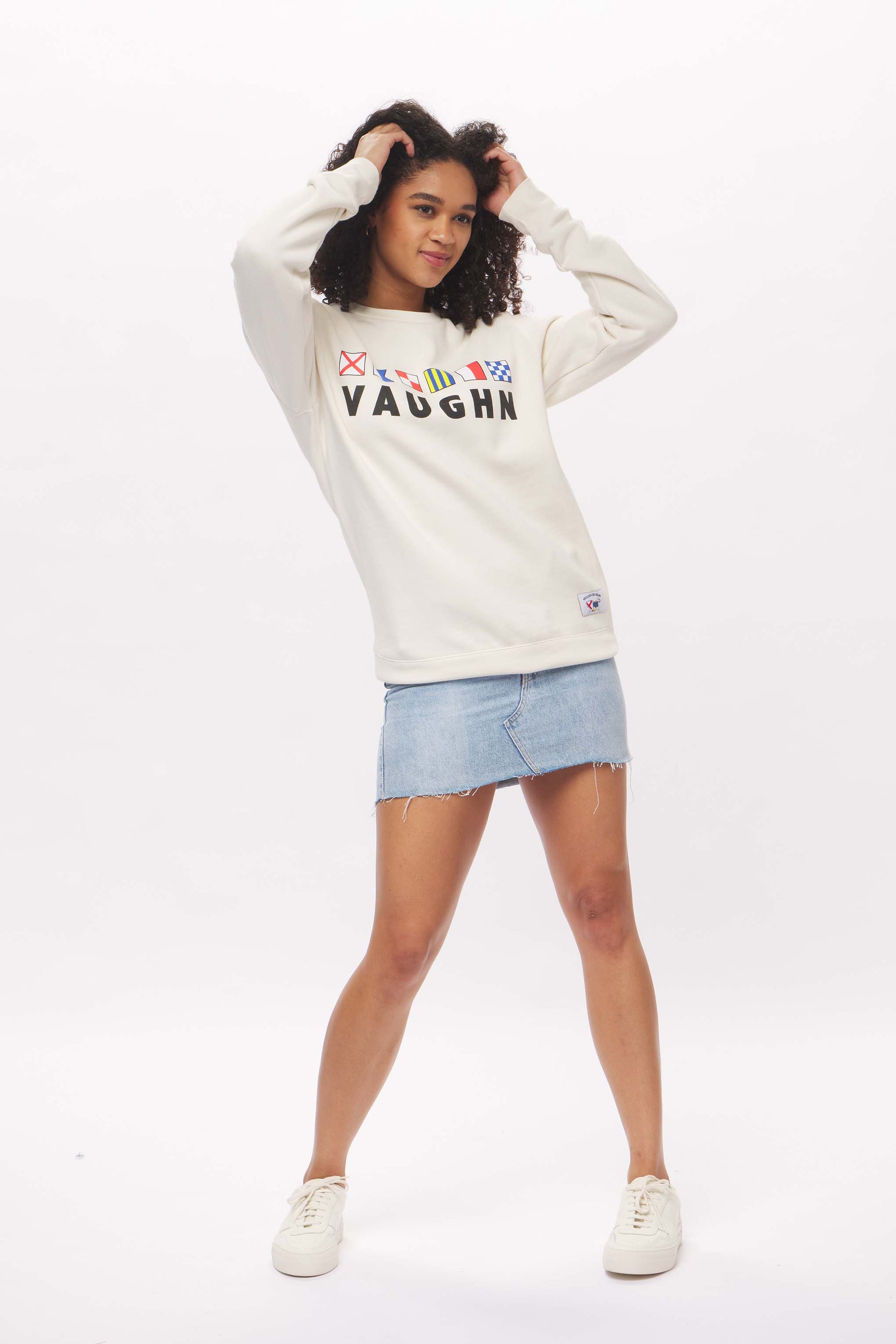 Women's - Voilier - Cream Nautical Flags Crew Neck Sweater-Vaughn de Heart