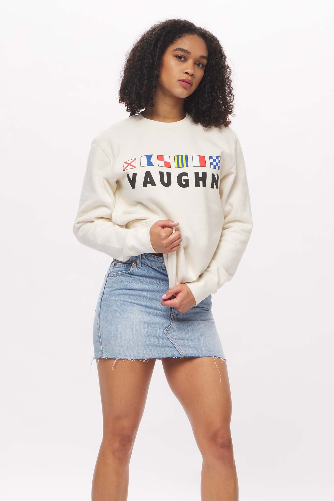 Women's - Voilier - Cream Nautical Flags Crew Neck Sweater-Vaughn de Heart