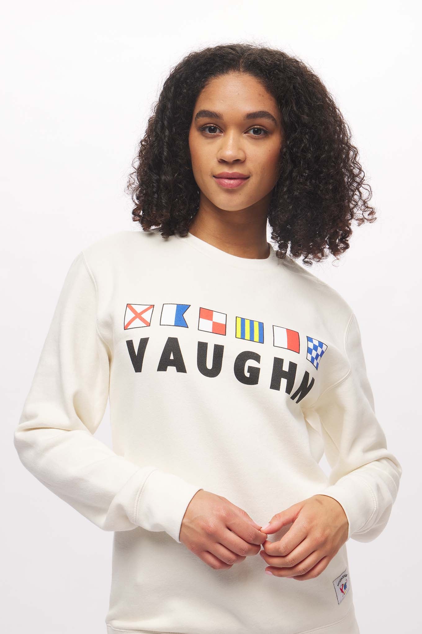 Women's - Voilier - Cream Nautical Flags Crew Neck Sweater-Vaughn de Heart