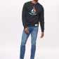 Men's - Voilier - Navy Blue Sailboat French Crew Neck Sweater-Vaughn de Heart