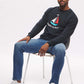 Men's - Voilier - Navy Blue Sailboat French Crew Neck Sweater-Vaughn de Heart