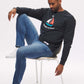 Men's - Voilier - Navy Blue Sailboat French Crew Neck Sweater-Vaughn de Heart