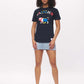 Women's - Voilier - Navy Blue Lion Nautical Flag Crew Neck T-Shirt Front-Vaughn de Heart