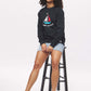 Women's - Voilier - Navy Blue Sailboat French Crew Neck Sweater-Vaughn de Heart