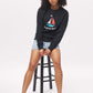 Women's - Voilier - Navy Blue Sailboat French Crew Neck Sweater-Vaughn de Heart