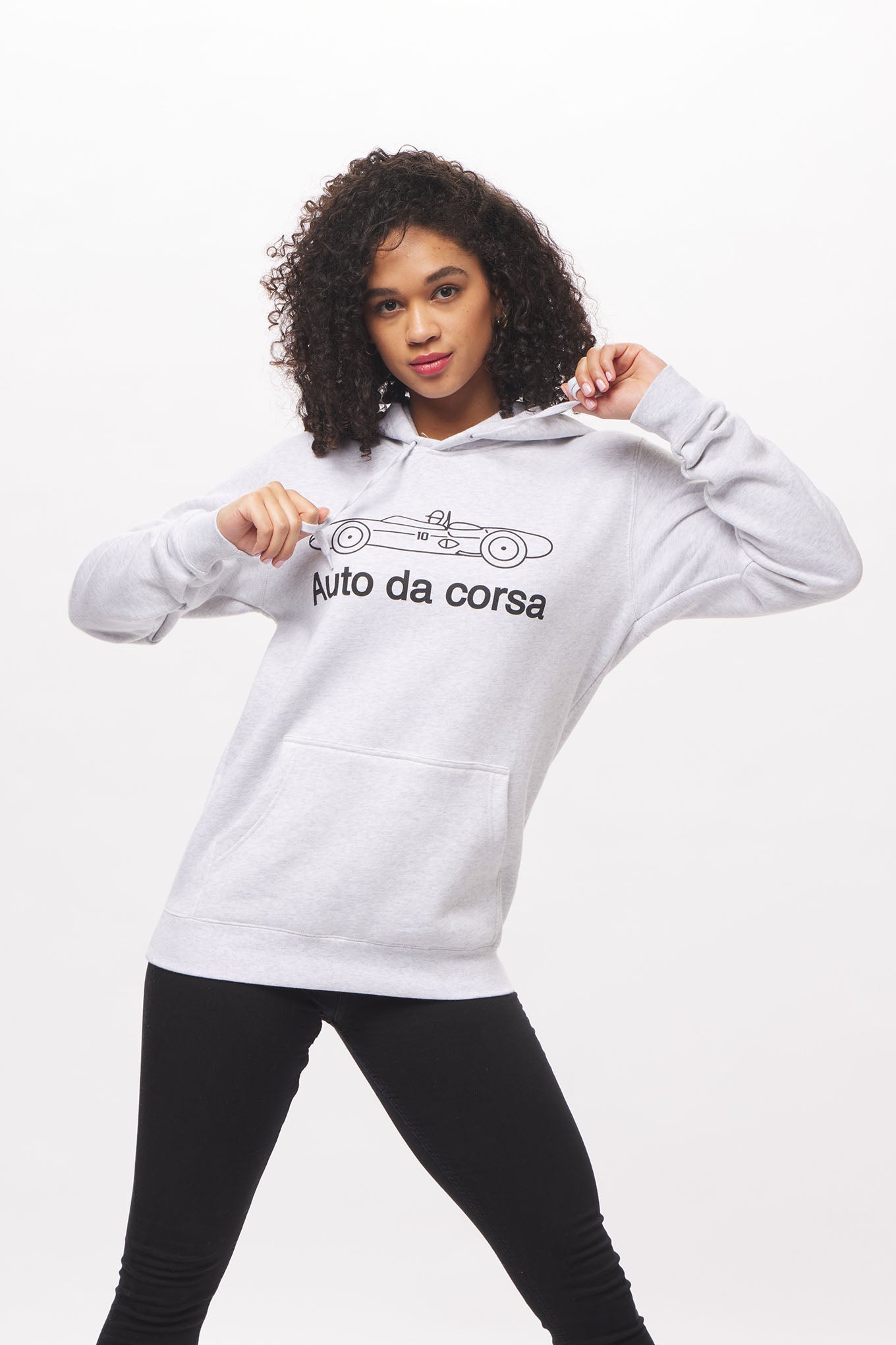 Women's - Uno Zero Auto da Corsa Heather White Pullover Hoodie-Vaughn de Heart